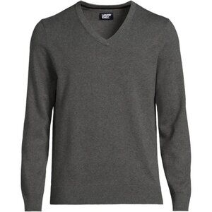 Lands' End Fine Gauge Cotton V-Neck Sweater